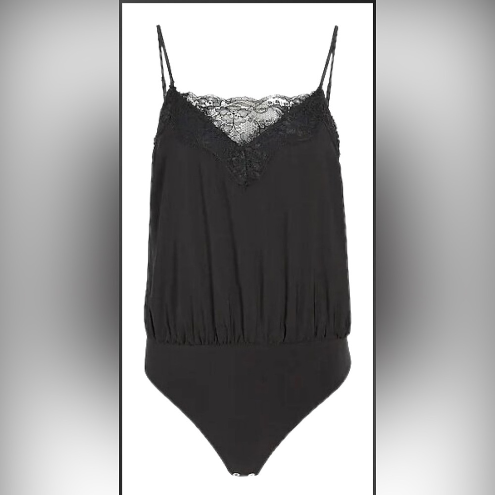 Express Black Ruched Lace Camisole